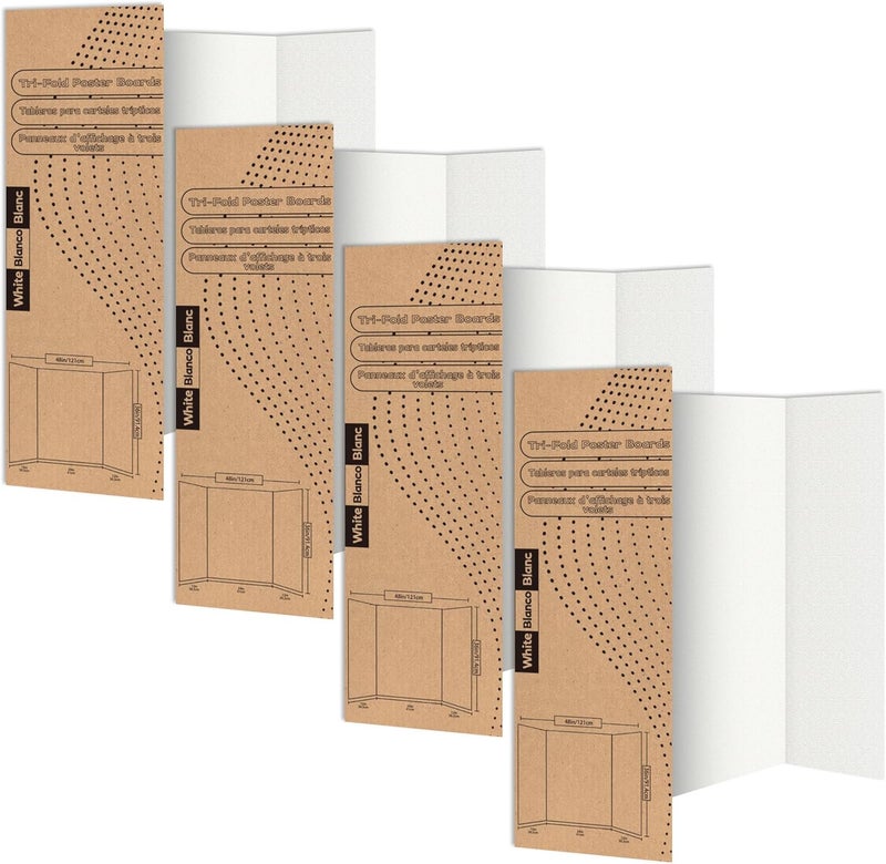 Rsgift 36" x 48" Large Trifold Poster Board, Premium Corrugated Presentation Boards, Display Boards for Science Fairs, School Projects, Event Displays, and Business Presentation(4 Packs) - Image 1